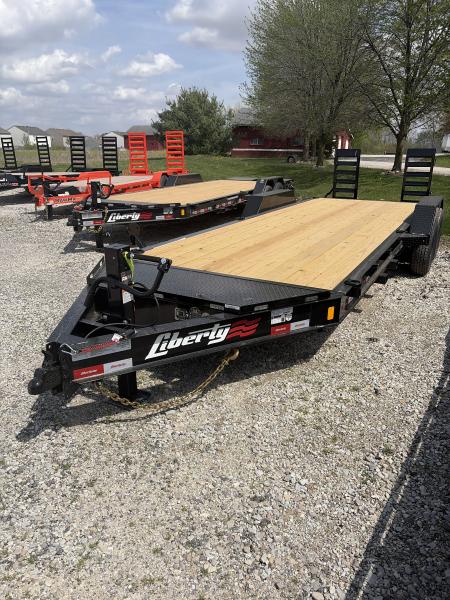 New 2026 LIBERTY LE14K83X19+3B8 Equipment Trailer 83X22 (19+3) TA 44â SPRING-ASSISTED KNEE RAMPS (GVW:15400) MIDNIGHT BLACK