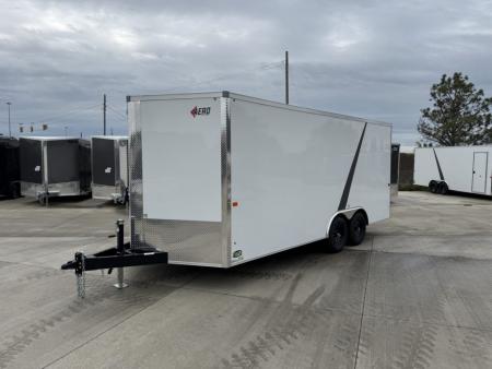 New 2026 AERO 8.5x18 +2’V, 7’ TALL, WHITE Interior, QUALITY Enclosed Rear Ramp Car Hauler Cargo Trailer