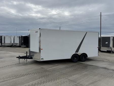 New 2026 AERO 8.5x18 +2’V, 7’ TALL, WHITE Interior, QUALITY Enclosed Rear Ramp Car Hauler Cargo Trailer