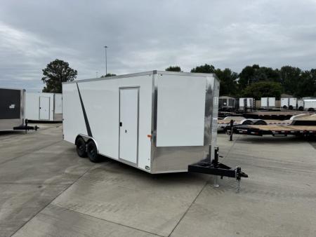 New 2026 AERO 8.5x18 +2’V, 7’ TALL, WHITE Interior, QUALITY Enclosed Rear Ramp Car Hauler Cargo Trailer