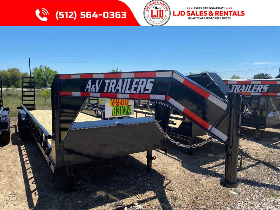 New 2026 A&V - 83  x 24' - HD Pipetop Equipment Trailer - SUR - 16K GVWR
