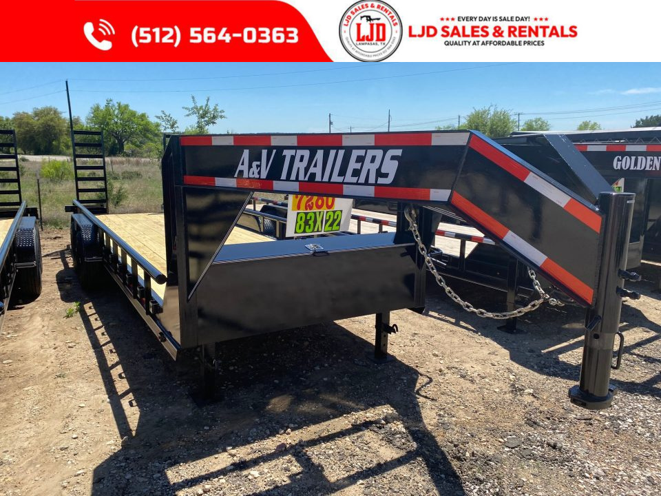 New 2026 A & V - Lowboy Gooseneck Trailer 16k GVWR - 14 Ply Tires