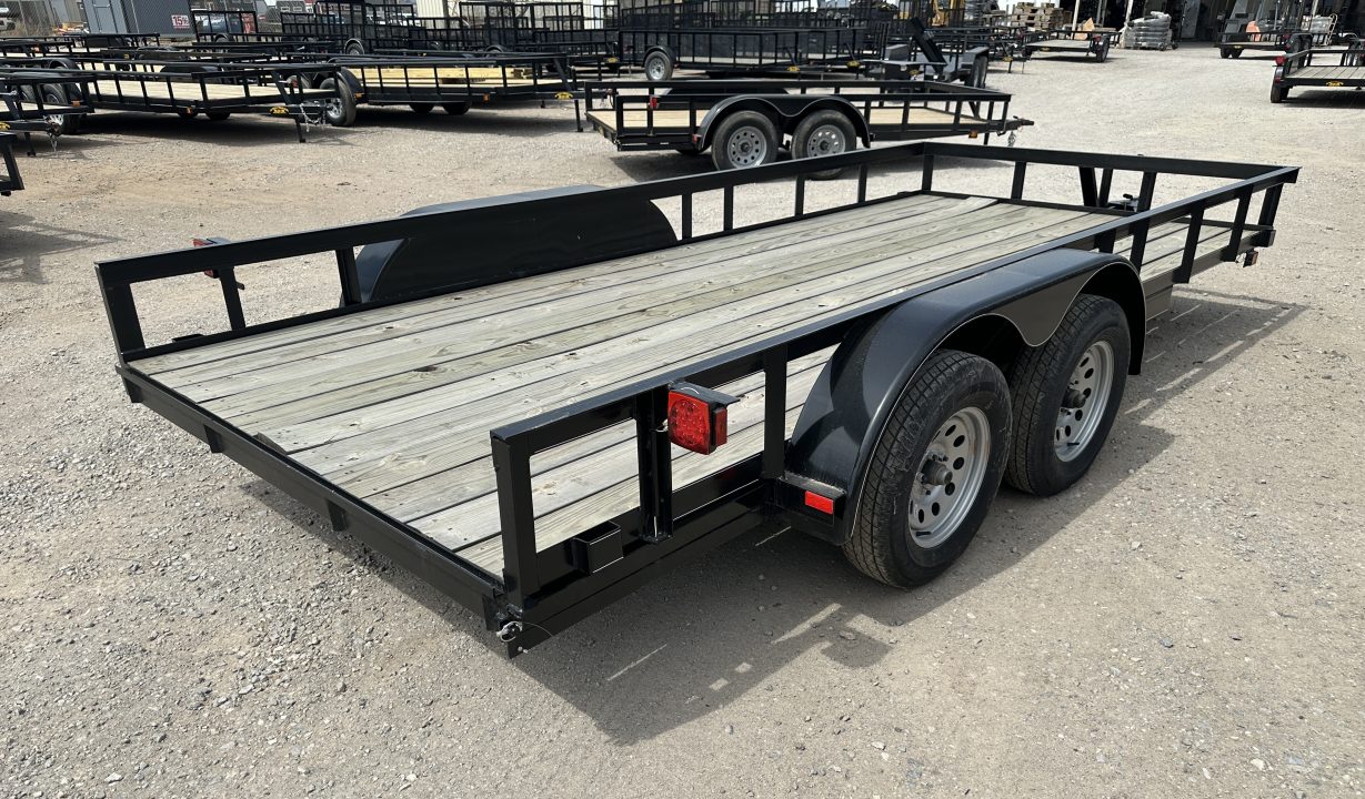 New 2025 Road Boss 83"x16' Tandem Axle Bumper Pull with Slide in Ramps Utility Trailer