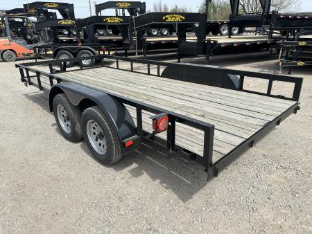 New 2025 Road Boss 83"x16' Tandem Axle Bumper Pull with Slide in Ramps Utility Trailer