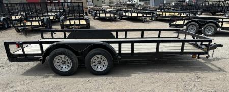 New 2025 Road Boss 83"x16' Tandem Axle Bumper Pull with Slide in Ramps Utility Trailer