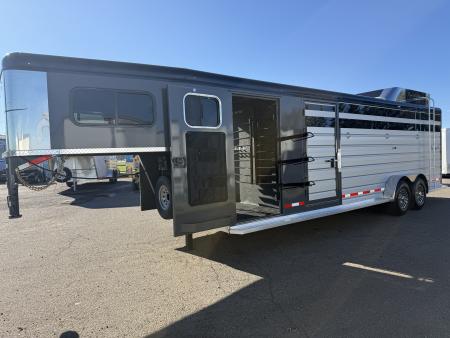 New 2026 Trails West Santa Fe 24' Straight Tack Package Gooseneck Horse Trailer
