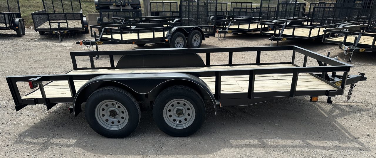 New 2025 Road Boss 77"x14' Tandem Axle Bumper Pull Basic Utility Trailer