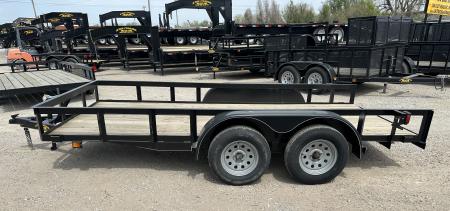 New 2025 Road Boss 77"x14' Tandem Axle Bumper Pull Basic Utility Trailer