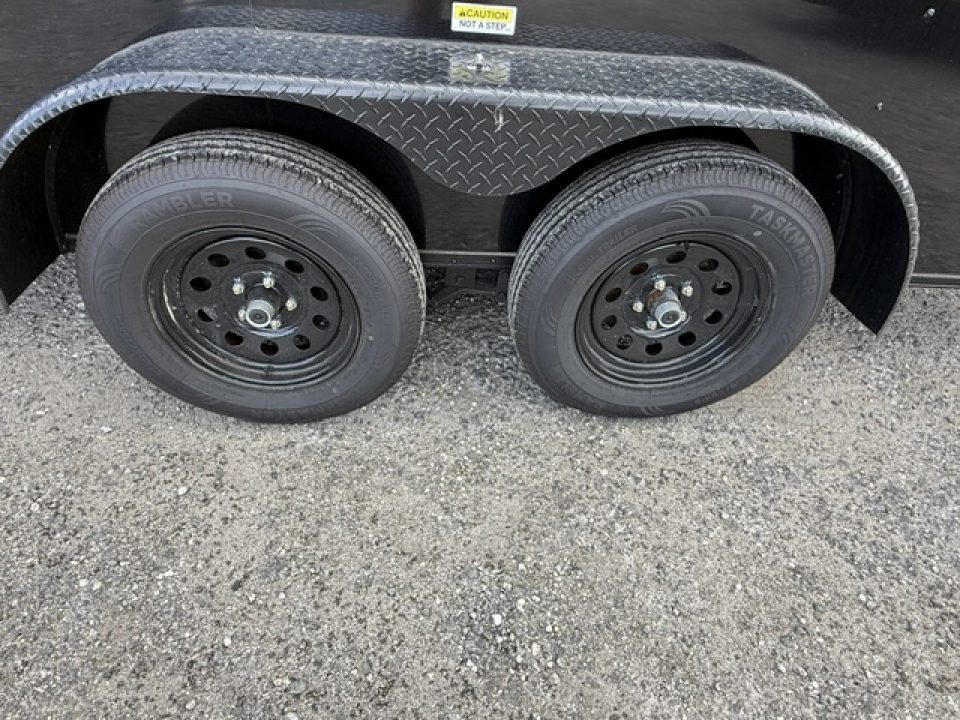 Used 2025 Trailer Source Manufacturing LLC 7x16 Enclosed Black Trailer – 7K GVWR, Brakes, Bar Locks, Blackout Cargo Trailer