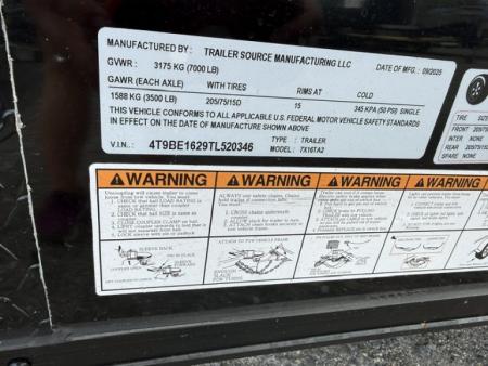 Used 2025 Trailer Source Manufacturing LLC 7x16 Enclosed Black Trailer – 7K GVWR, Brakes, Bar Locks, Blackout Cargo Trailer