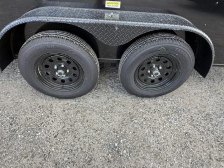 Used 2025 Trailer Source Manufacturing LLC 7x16 Enclosed Black Trailer – 7K GVWR, Brakes, Bar Locks, Blackout Cargo Trailer