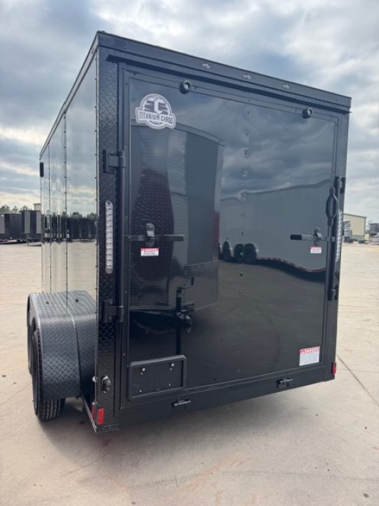 New 2026 Titanium 6x12 TA Cargo / Enclosed Trailer Black Polycore Blackout Motorcycle Trailer