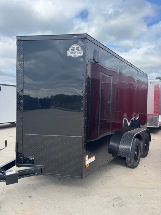 New 2026 Titanium 6x12 TA Cargo / Enclosed Trailer Black Polycore Blackout Motorcycle Trailer