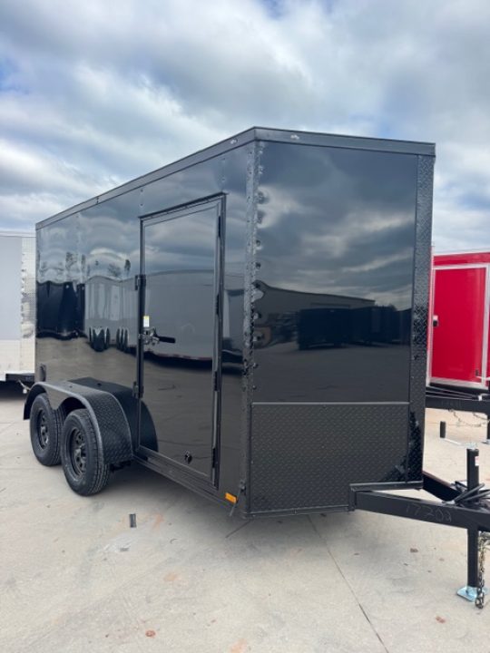 New 2026 Titanium 6x12 TA Cargo / Enclosed Trailer Black Polycore Blackout Motorcycle Trailer