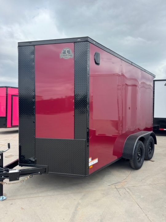 New 2026 Titanium 6x12 TA Cargo / Enclosed Trailer Brandywine Maroon Polycore Blackout Spoiler Motorcycle Trailer