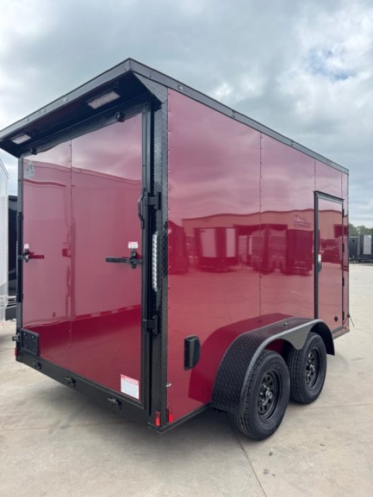 New 2026 Titanium 6x12 TA Cargo / Enclosed Trailer Brandywine Maroon Polycore Blackout Spoiler Motorcycle Trailer