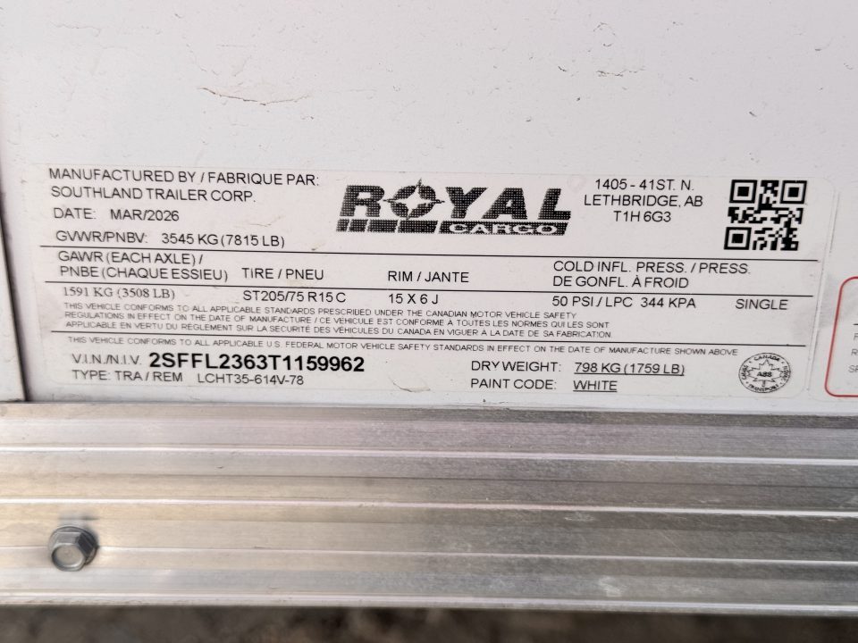 New 2026 Royal Cargo Trailers 6-12-1.5V Enclosed 7K GVWR(UI)