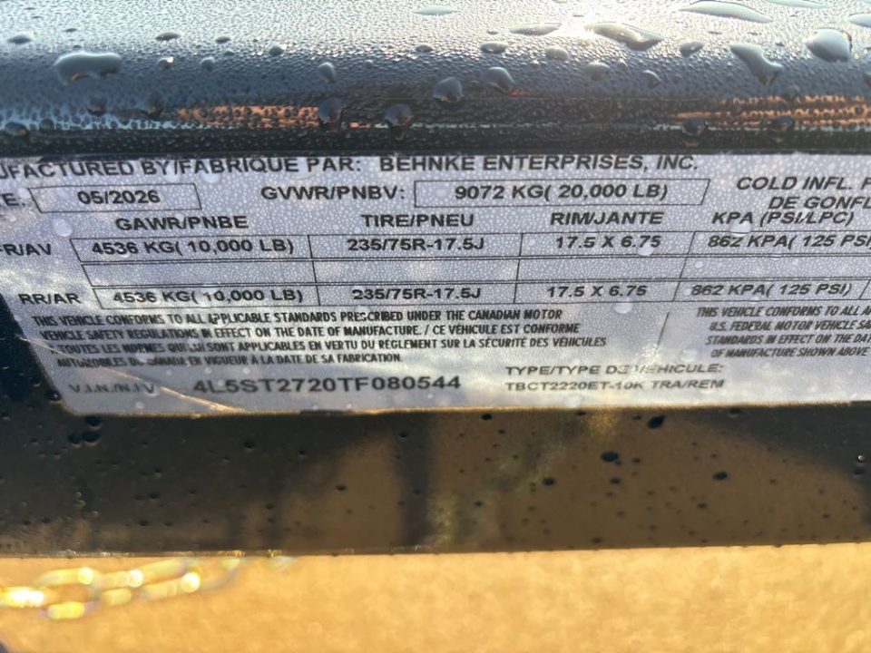 New 2026 Behnke TBCT2220ET-10K Utility Trailer