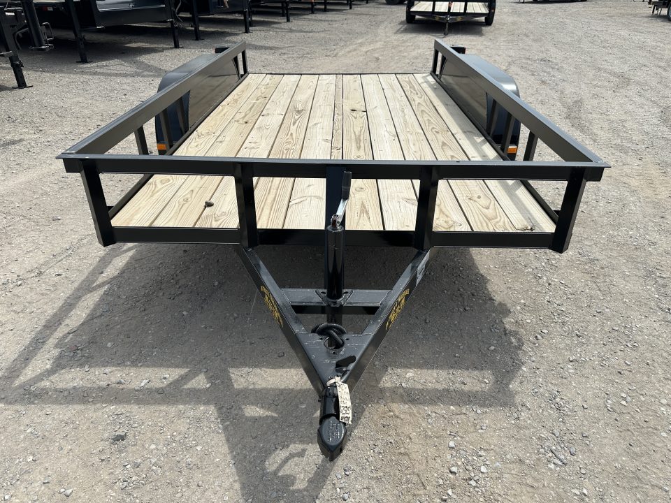 New 2025 Road Boss 77"x12' Tandem Axle Bumper Pull with Slide in Ramps Utility Trailer