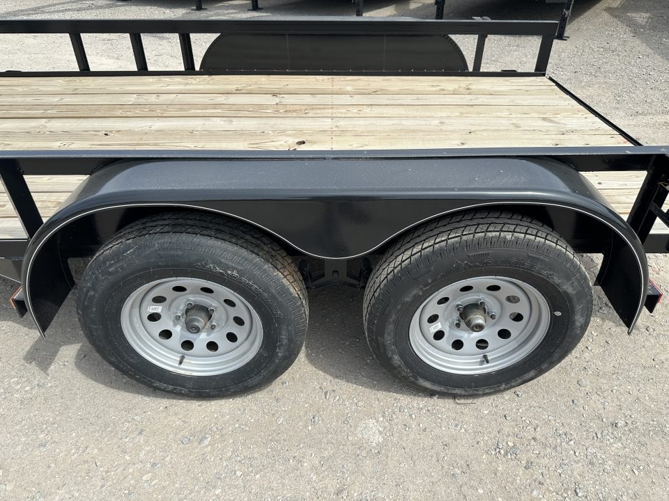 New 2025 Road Boss 77"x12' Tandem Axle Bumper Pull with Slide in Ramps Utility Trailer
