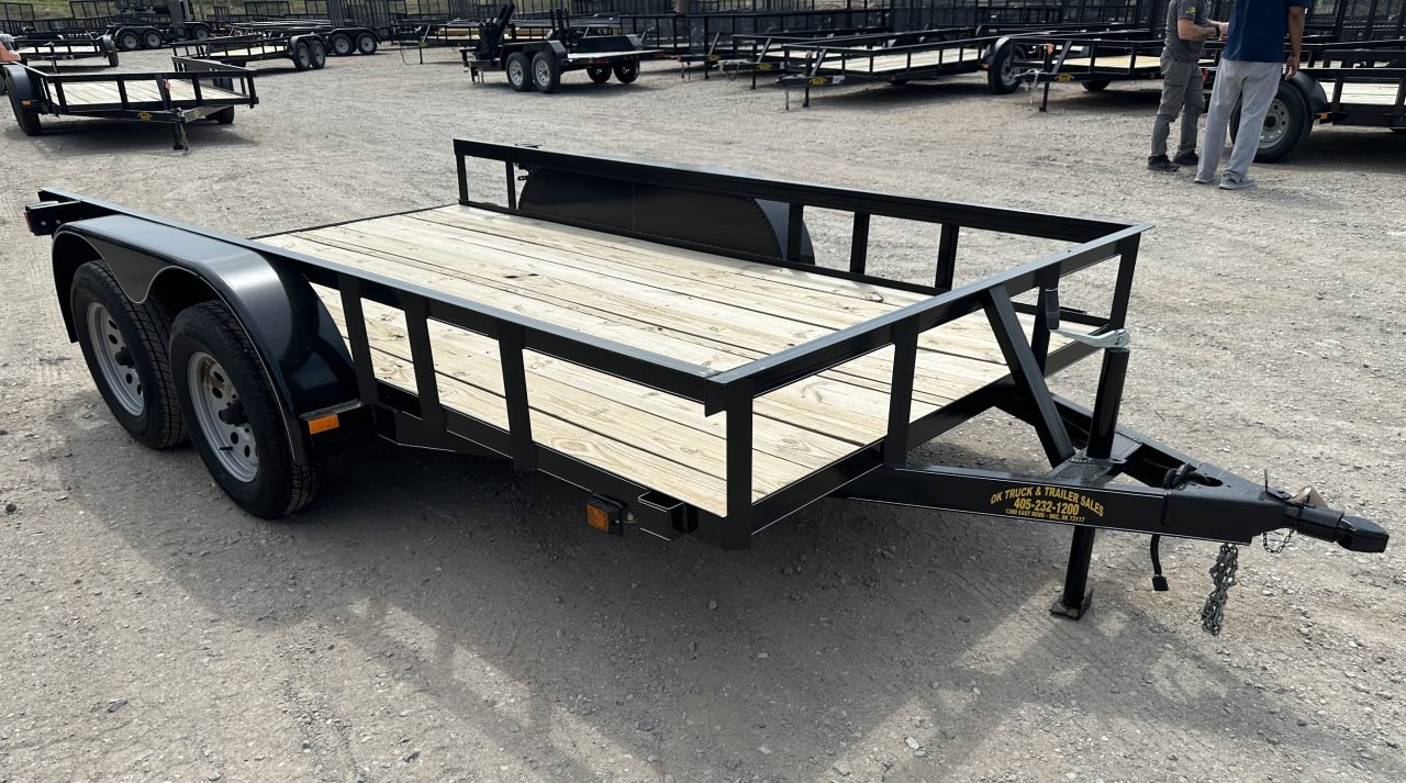 New 2025 Road Boss 77"x12' Tandem Axle Bumper Pull with Slide in Ramps Utility Trailer