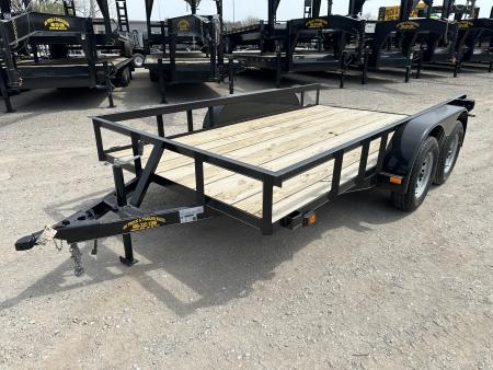 New 2025 Road Boss 77 x12' Tandem Axle Bumper Pull with Slide in Ramps Utility Trailer