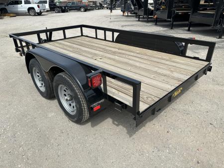 New 2025 Road Boss 77"x12' Tandem Axle Bumper Pull with Slide in Ramps Utility Trailer