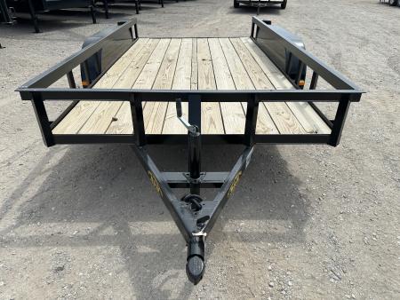 New 2025 Road Boss 77"x12' Tandem Axle Bumper Pull with Slide in Ramps Utility Trailer