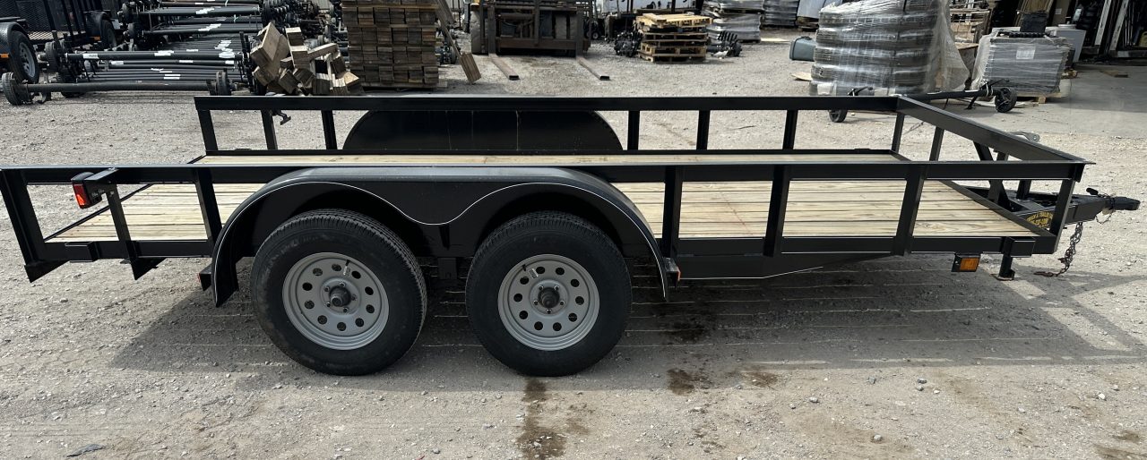 New 2025 Road Boss 77"x14' Tandem Axle Bumper Pull Basic Utility Trailer