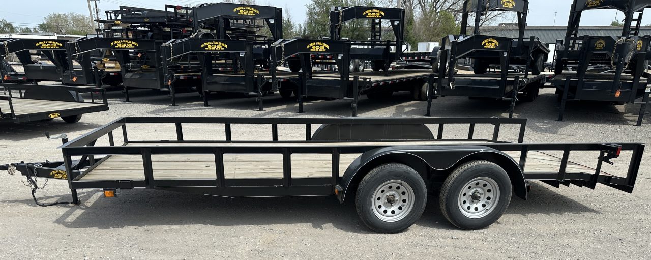 New 2025 Road Boss 83"x18' Tandem Axle Bumper Pull with Slide in Ramps Utility Trailer
