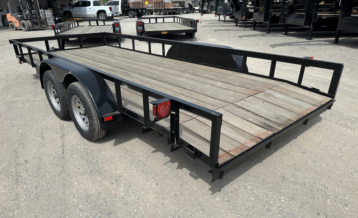 New 2025 Road Boss 83"x18' Tandem Axle Bumper Pull with Slide in Ramps Utility Trailer