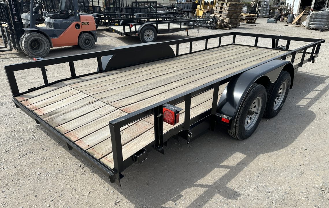 New 2025 Road Boss 83"x18' Tandem Axle Bumper Pull with Slide in Ramps Utility Trailer
