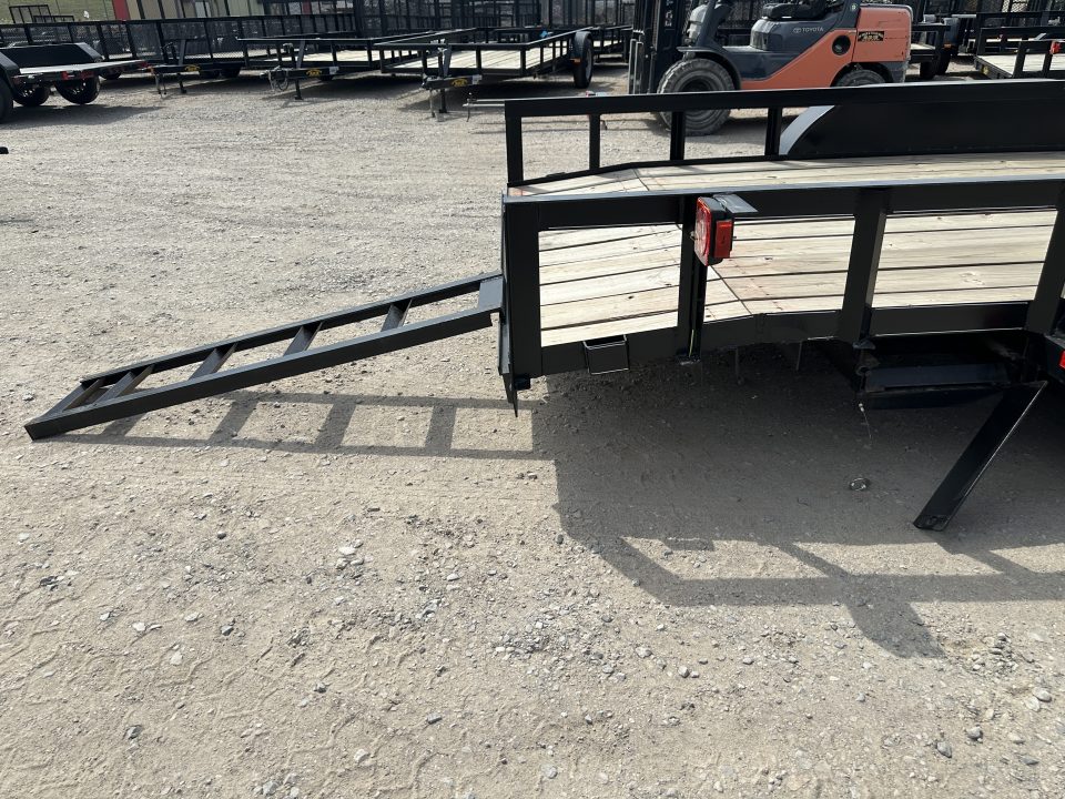 New 2025 Road Boss 83"x18' Tandem Axle Bumper Pull with Slide in Ramps Utility Trailer