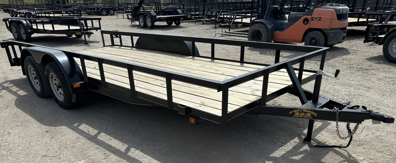 New 2025 Road Boss 83"x18' Tandem Axle Bumper Pull with Slide in Ramps Utility Trailer