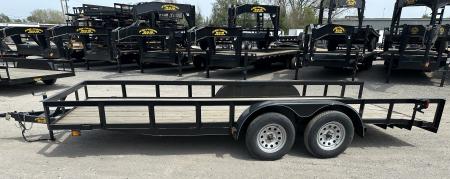 New 2025 Road Boss 83"x18' Tandem Axle Bumper Pull with Slide in Ramps Utility Trailer