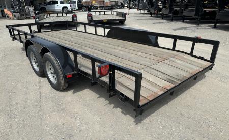 New 2025 Road Boss 83"x18' Tandem Axle Bumper Pull with Slide in Ramps Utility Trailer
