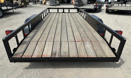 New 2025 Road Boss 83"x18' Tandem Axle Bumper Pull with Slide in Ramps Utility Trailer