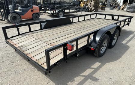 New 2025 Road Boss 83"x18' Tandem Axle Bumper Pull with Slide in Ramps Utility Trailer