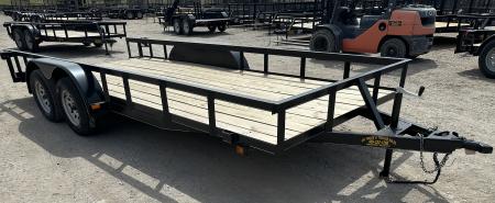 New 2025 Road Boss 83"x18' Tandem Axle Bumper Pull with Slide in Ramps Utility Trailer