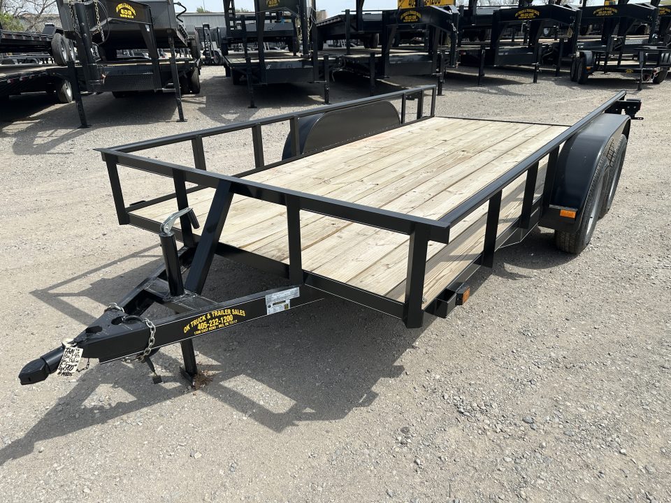 New 2025 Road Boss 77"x14' Tandem Axle Bumper Pull with Slide in Ramps & Pipe Rail Utility Trailer
