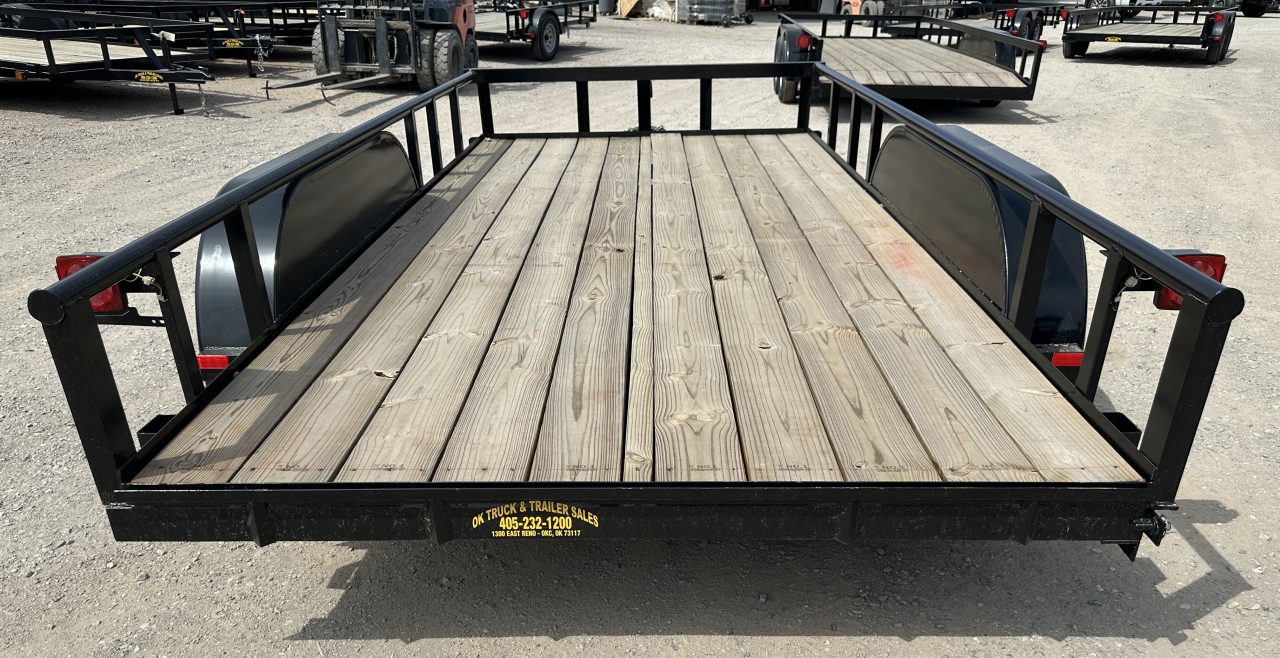 New 2025 Road Boss 77"x14' Tandem Axle Bumper Pull with Slide in Ramps & Pipe Rail Utility Trailer