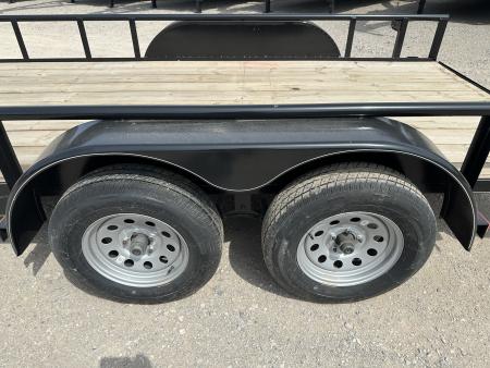 New 2025 Road Boss 77"x14' Tandem Axle Bumper Pull with Slide in Ramps & Pipe Rail Utility Trailer