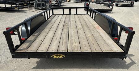 New 2025 Road Boss 77"x14' Tandem Axle Bumper Pull with Slide in Ramps & Pipe Rail Utility Trailer