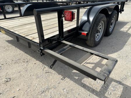 New 2025 Road Boss 77"x14' Tandem Axle Bumper Pull with Slide in Ramps & Pipe Rail Utility Trailer