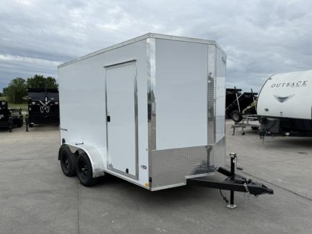 New 2026 Formula Traverse White 7'x12' 7k Flat Top V-Nose Enclosed Cargo Trailer