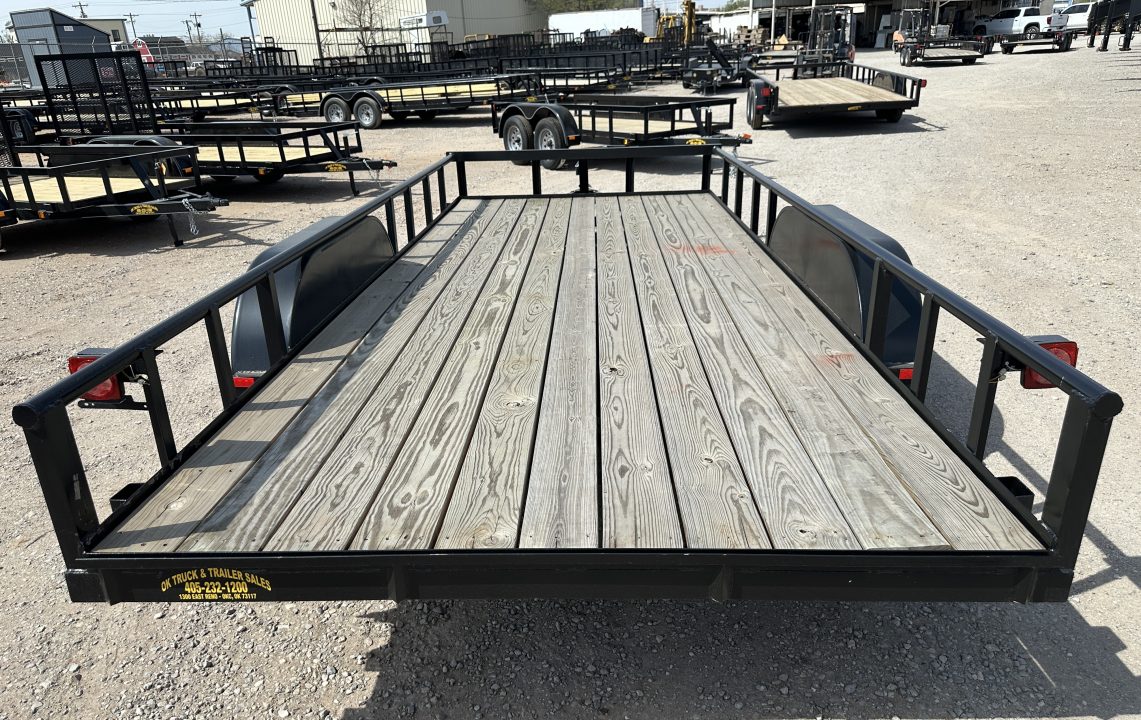New 2025 Road Boss 83"x18' Tandem Axle Bumper Pull with Slide in Ramps & Pipe Rail Utility Trailer