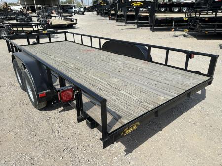 New 2025 Road Boss 83"x18' Tandem Axle Bumper Pull with Slide in Ramps & Pipe Rail Utility Trailer