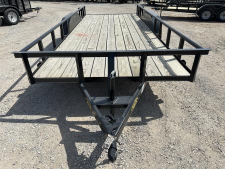 New 2025 Road Boss 83"x18' Tandem Axle Bumper Pull with Slide in Ramps & Pipe Rail Utility Trailer