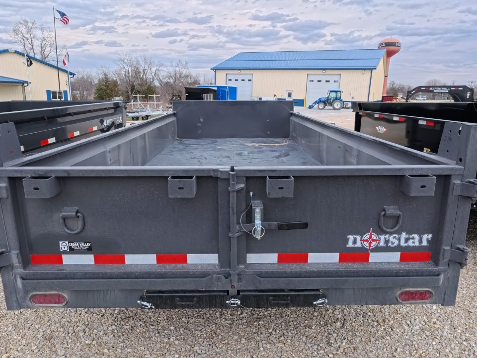 New 2026 Norstar 83 x 16 DCB Dump with 14K GVWR -Slide In Ramps, Scissor Hoist, Double Rear Swing Out Doors - Gray