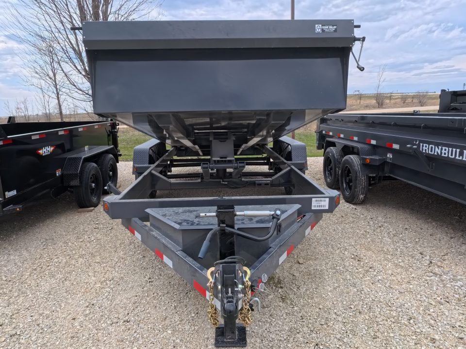 New 2026 Norstar 83 x 16 DCB Dump with 14K GVWR -Slide In Ramps, Scissor Hoist, Double Rear Swing Out Doors - Gray